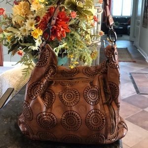 Gianni Conti cognac color leather shoulder bag